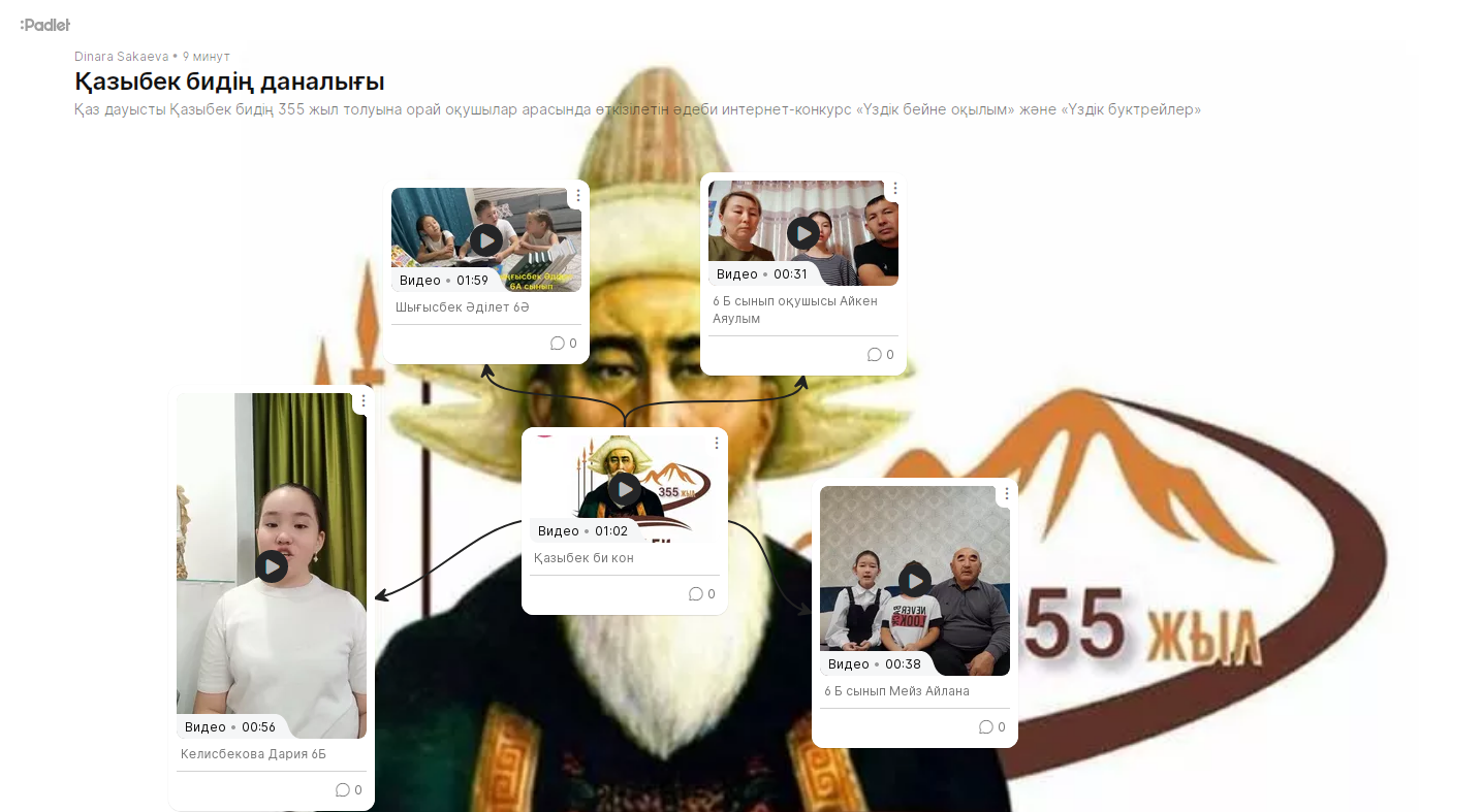 Қаз дауысты  Қазыбек бидің 355 жыл толуына орай «Қазыбек бидің даналығы» атты оқушылар  арасында өткізілетін әдеби интернет-конкурс «Үздік бейне оқылым»  және «Үздік буктрейлер».